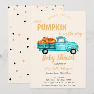 Invitación Camioneta de Calabaza, Fiesta de Bebé de Puntos