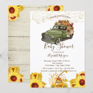 Invitación Camioneta de Calabaza, Textura de Madera, Invitaci
