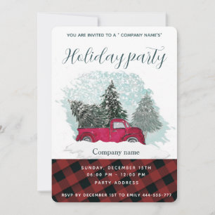 Invitación Camioneta roja acuarela fiesta de vacaciones de la