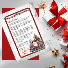Invitación Camioneta Roja Rústica Carta de Santa Claus para e