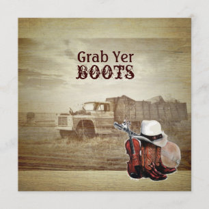Invitación Camioneta Rústica de Granja Boda Country Occidenta