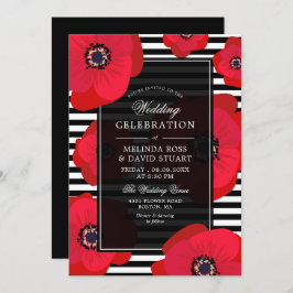 Invitación Camionetas y rayas - Boda negro y rojo