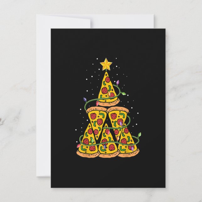 Invitación Camisa De Pizza Para Hombres, Luz De Árbol De Navi (Anverso)