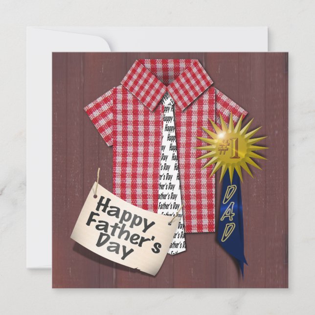 Invitación Camisas rojas del Día del Padre con fondo de grane (Anverso)