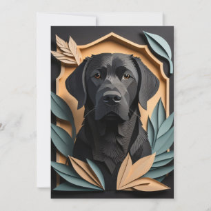 Invitación Camiseta 3D de diseño de Labrador negro de papel