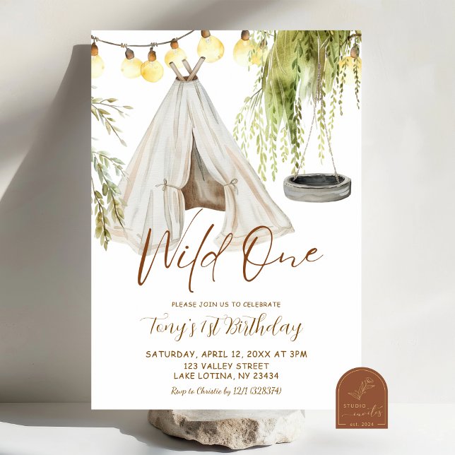 Invitación Camiseta Boho Teepee Cumpleaños Salvaje Niño Prime (Subido por el creador)
