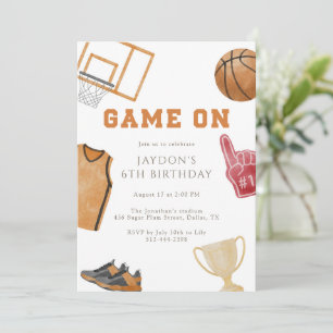 Invitación Camiseta de cumpleaños de baloncesto Orange Game O