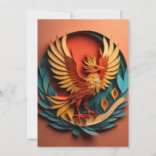 Invitación Camiseta de diseño de arte en papel de Phoenix 