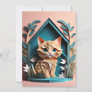 Invitación Camiseta de diseño de gatitos de papel 3D