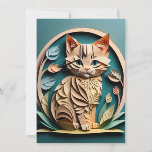 Invitación Camiseta de diseño de gatitos de papel 3D
