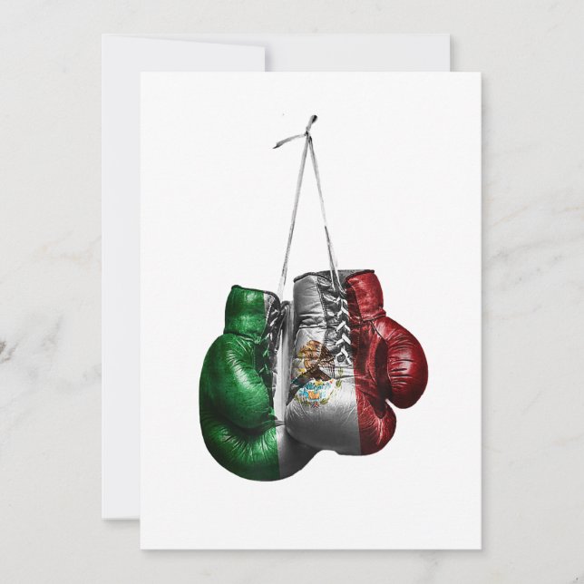 Invitación Camiseta de guantes de boxeo - Bandera de México d (Anverso)