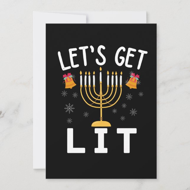 Invitación Camiseta de Hanukkah Let's Get Lit (Anverso)