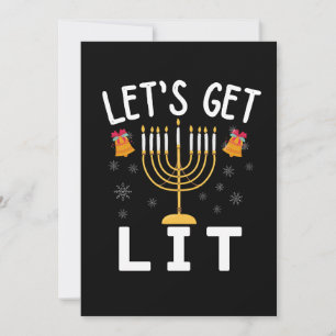 Invitación Camiseta de Hanukkah Let's Get Lit