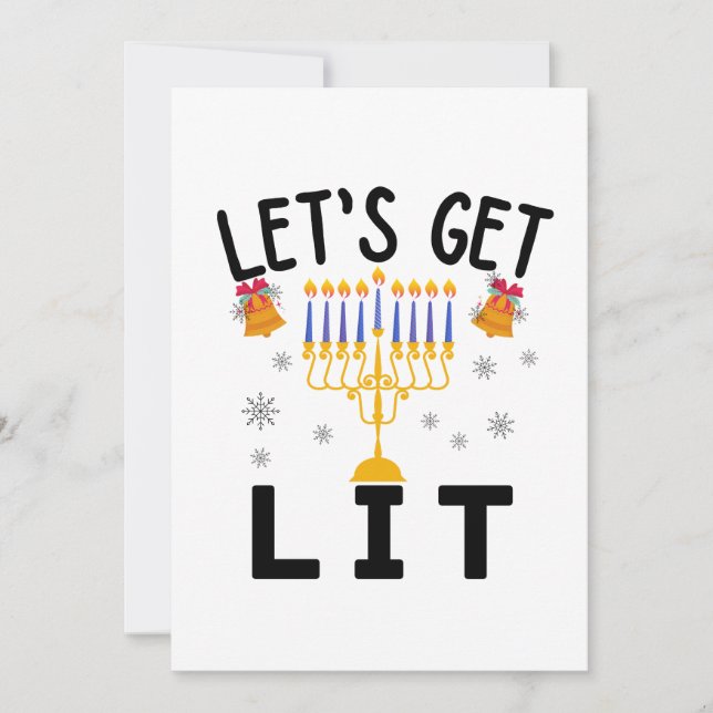 Invitación Camiseta de Hanukkah Let's Get Lit (Anverso)