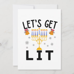 Invitación Camiseta de Hanukkah Let's Get Lit