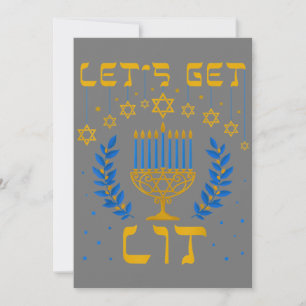 Invitación Camiseta de Hanukkah Let's Get Lit judío Menorah j