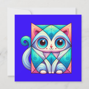 Invitación Camiseta de Ilustracion de Cat Square, gato con oj