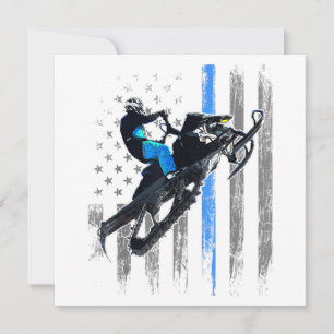 Invitación Camiseta de moto de nieve de la bandera americana