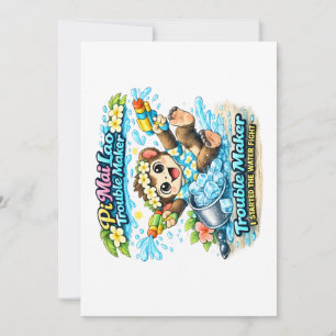 Invitación Camiseta Divertida de Lucha de Agua Pi Mai Lao Tro