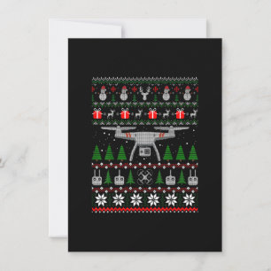 Invitación Camiseta fea de Navidad con dron divertido Quadcop