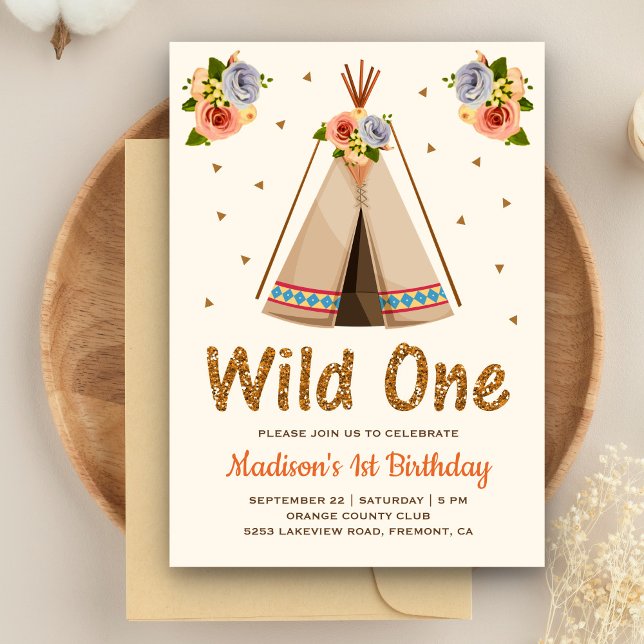 Invitación Camiseta tribal boho Teepee Salvaje Cumpleaños pri (Subido por el creador)