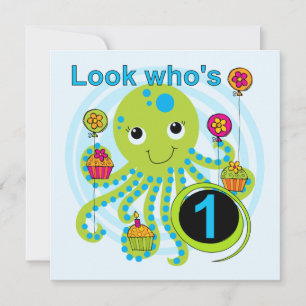 Invitación Camisetas y regalos Octopus de primer cumpleaños
