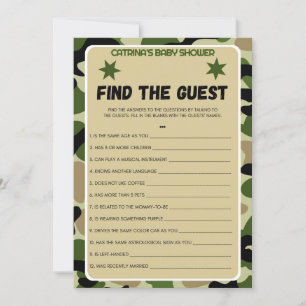 Invitación Camo Baby Shower - Nombre editable, 5x7