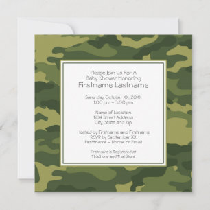 Invitación Camo Baby Shower o Fiesta