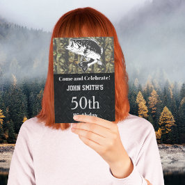 Invitación Camo Bass Fishing Birthday Party Men's