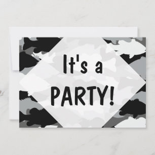 Invitación Camo negro de la pesca de huesos