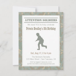 Invitación Camo Print Soldier Silhouette Army Fiesta de cumpl