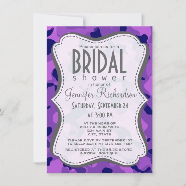 Invitación Camo púrpura de uva; camuflaje (Anverso)