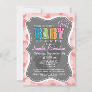 Invitación Camo rosa bebé; camuflaje