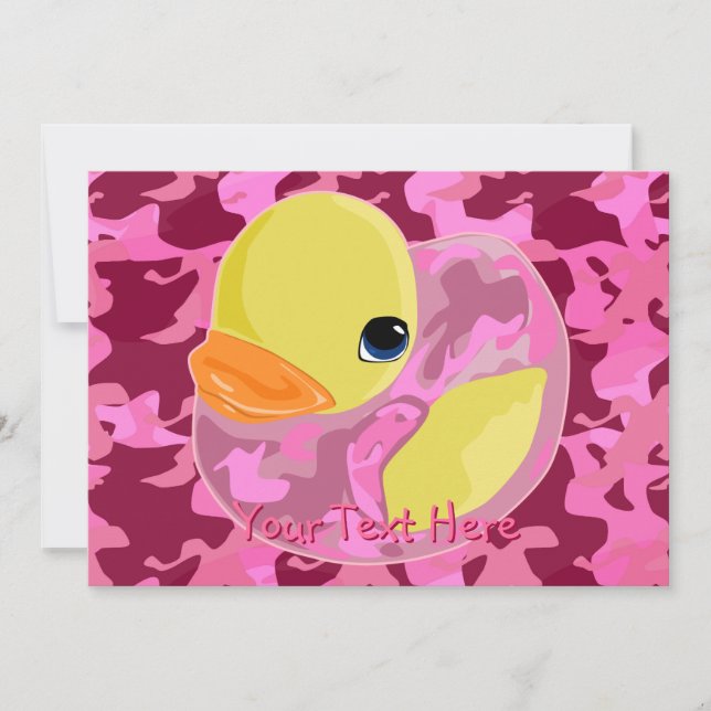 Invitación Camo rosa Ducky (Anverso)