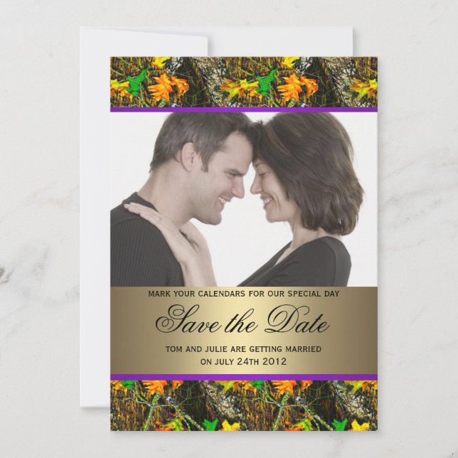 Invitación Camo Save the Date Photo (Anverso)