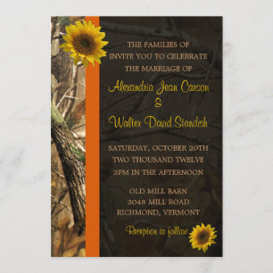 Invitación Camo y girasoles