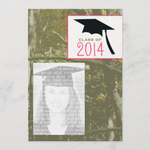 Invitación Camo y la clase rosada de la graduación 2014 de la