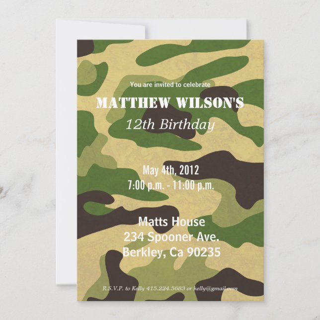 Invitación Camoflauge del Ejército (Anverso)