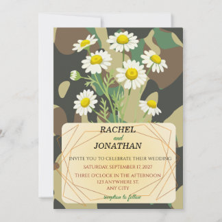 Invitación Camouflage & Chamomile Wedding Invitation