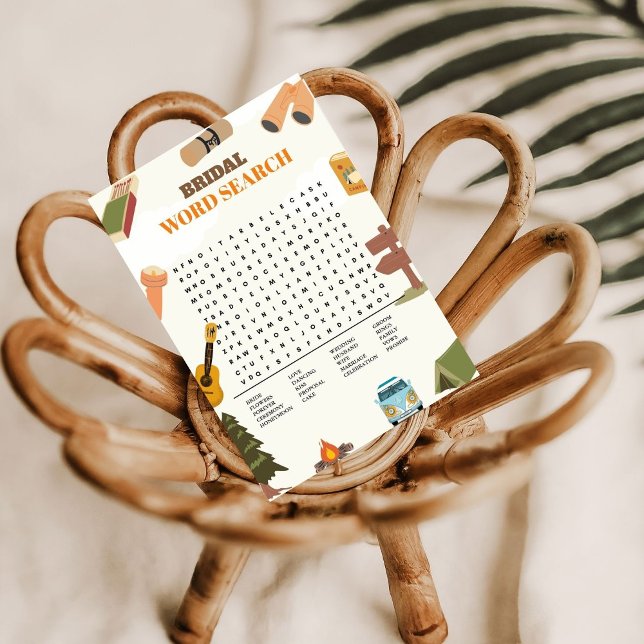 Invitación Camp Bachelorette Boda Word Search Game Card (Subido por el creador)
