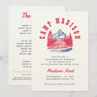 Camp Bachelorette Bold Retro Mountain Boda