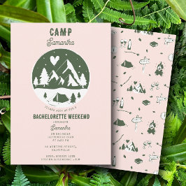 Invitación Camp Bachelorette Party Camping Bach Weekend Pink