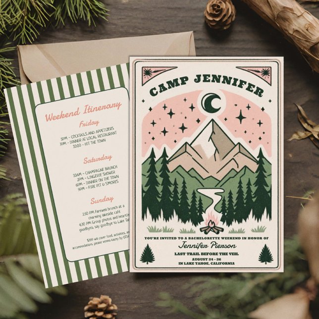 Invitación Camp Bachelorette Rustic Woodsy Mountain (Subido por el creador)