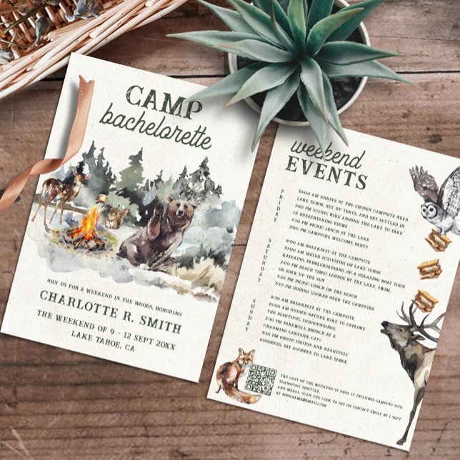 Invitación Camp Bachelorette Weekend Fiesta Itinerario Modern (Subido por el creador)