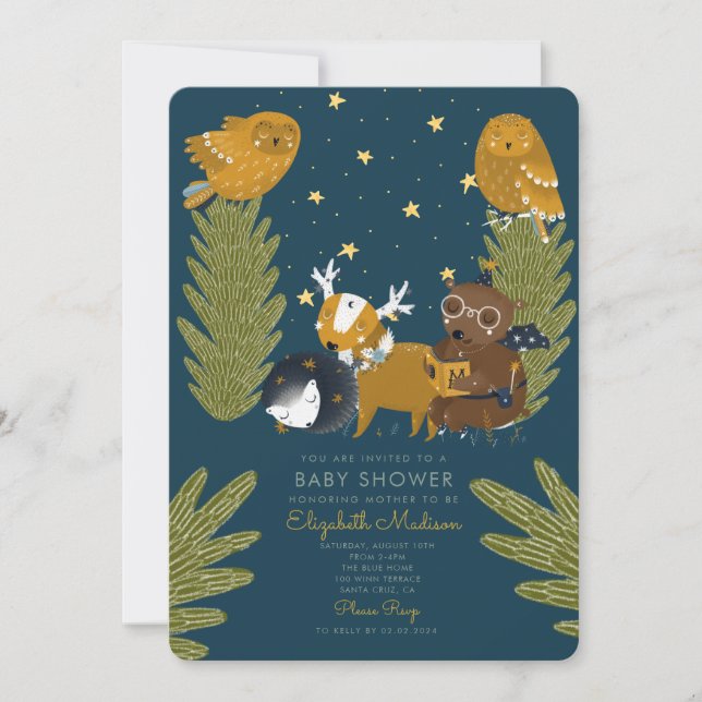 Invitación Camp Forest Animal Baby Shower (Anverso)