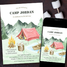 Invitación Camp Out Birthday Boys Camping Adventure