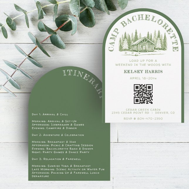 Invitación Campamento Bachelorette Camping Weekend Green (Subido por el creador)