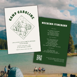 Invitación Campamento Bachelorette Party Código QR Itinerario