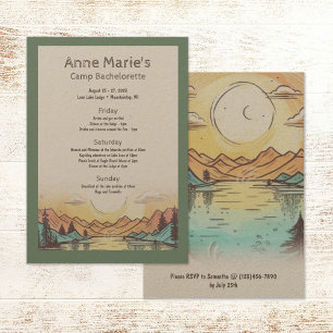 Invitación Campamento Bachelorette Party Itinerario Fin de Se