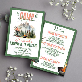 Invitación Campamento Bachelorette Party Itinerary Weekend
